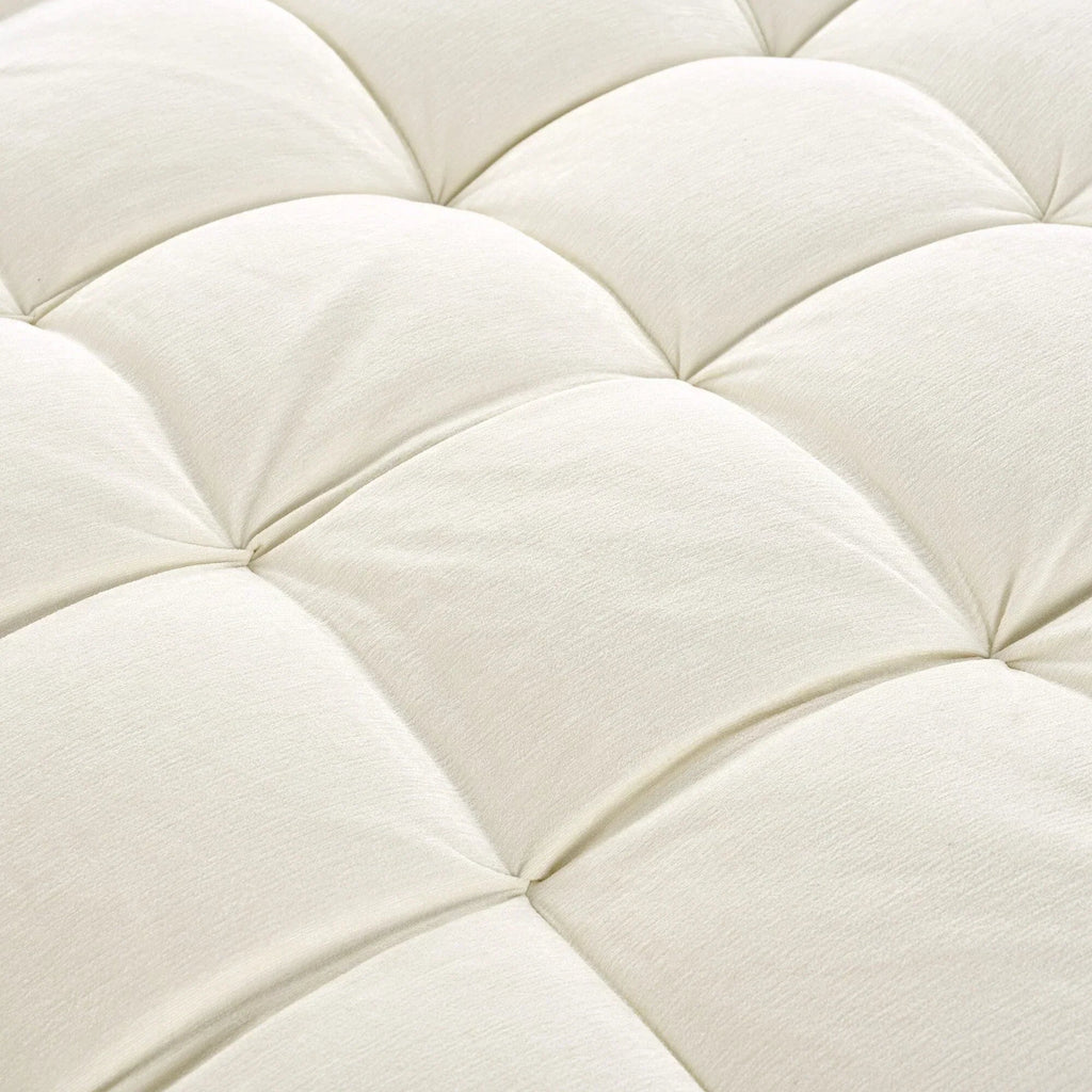 Sofa rozkładana typu chaise longue z chenille, tapicerowana sofa z pikowanym oparciem i 2 zdejmowanymi poduszkami do salonu