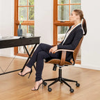 Glitzhome Skórzane Krzesło Biurowe Regulowane Obrotowe z Podłokietnikami Ergonomiczny Design