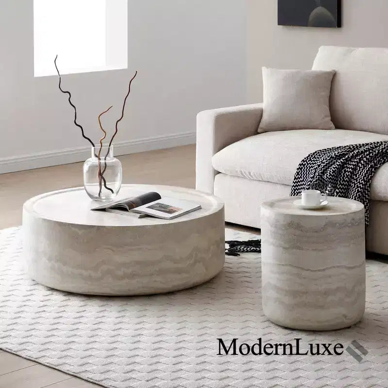 Okrągły stolik kawowy z imitacją wzoru MARS, stolik koktajlowy, stolik centralny, stolik dekoracyjny, stolik boczny do salonu - ModernLuxe