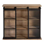 30 x 28 Drewniana ozdobna szafka ścienna Barnhardt z 2 przesuwanymi drzwiami szklanymi Rustykalny brąz - Kate & Laurel All Things Decor: Metalowa rama