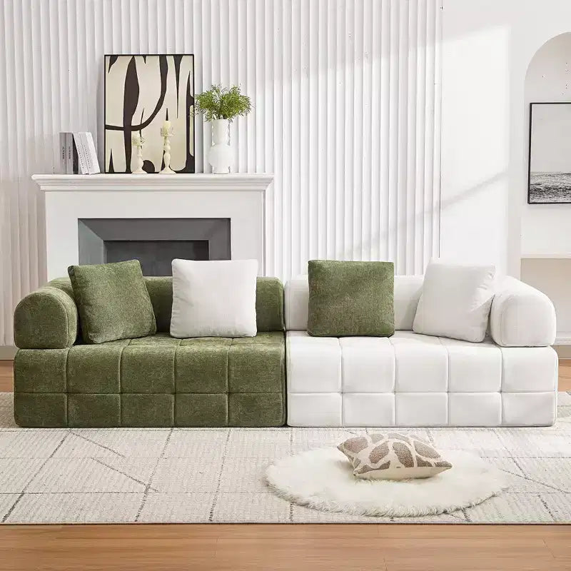 Szerokość 110,23 cala Kolorowa modułowa sofa 4-osobowa z chenille’u z zakrzywionymi podłokietnikami
