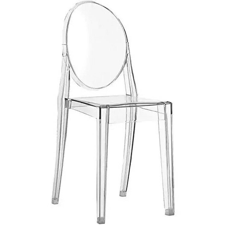 Stosowalne krzesła boczne w stylu Mid-Century Modern, krystalicznie przezroczyste, do jadalni i salonu, bez podłokietników, transparentne krzesła akcentowe do biura