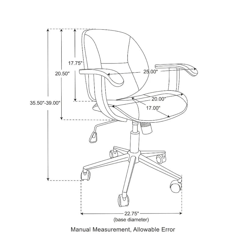 Glitzhome Skórzane Krzesło Biurowe Regulowane Obrotowe z Podłokietnikami Ergonomiczny Design