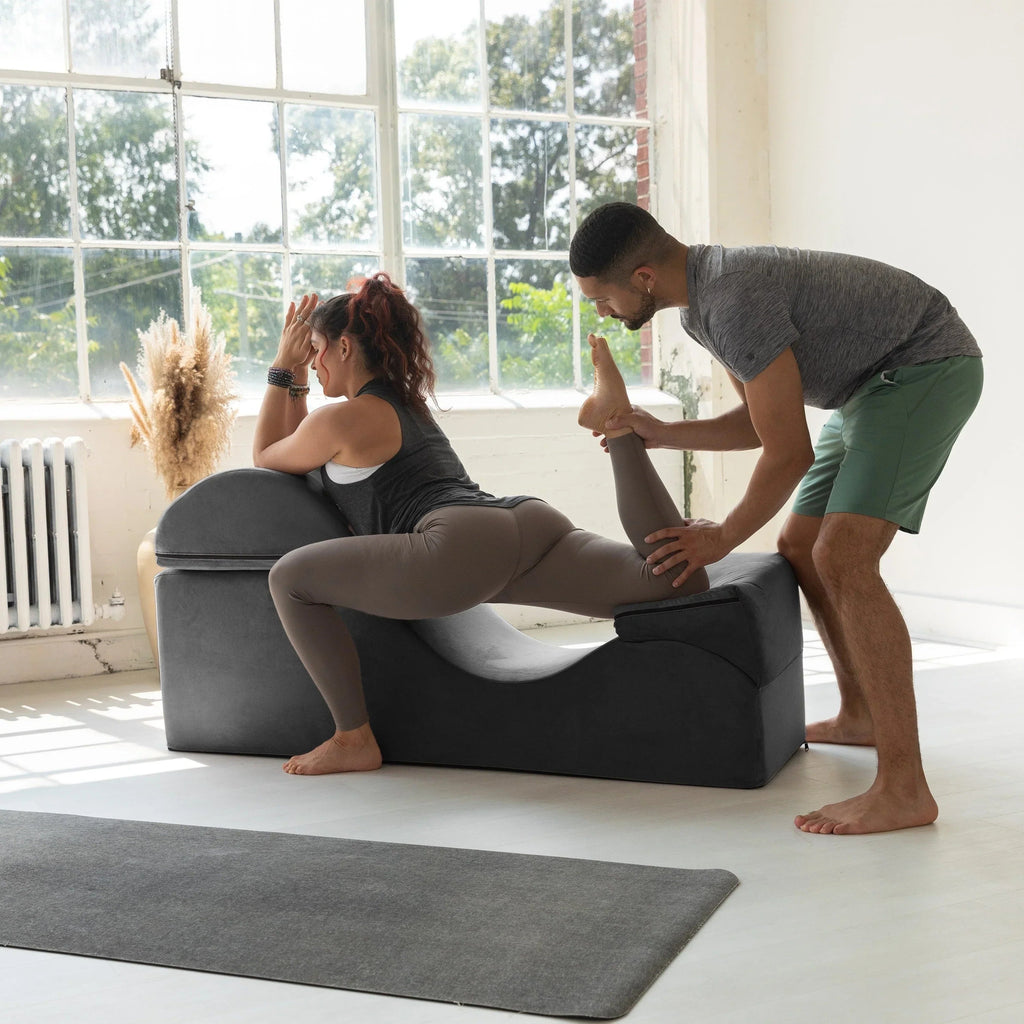 Szezlong rozkładany Avana Kami / Yoga & Massage – Pufa 2 w 1 z ukrytym rozkładanym fotelem do jogi, mikrowelur – Nie dotyczy
