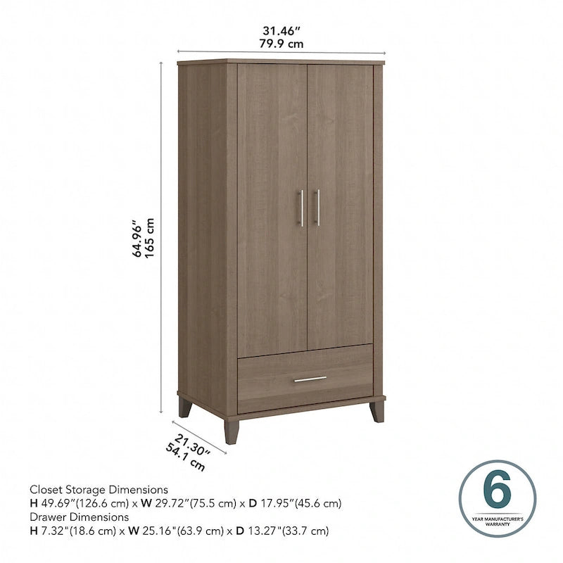 Wysoka szafka do przedpokoju Somerset z drzwiczkami i szufladą marki Bush Furniture