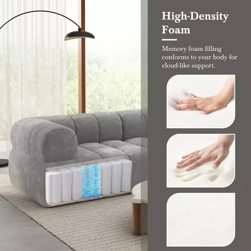 Sofa modułowa w kształcie litery L Christopher Knight Home Keri 122 w stylu nowoczesnym, z pianki o wysokiej gęstości, z niskim oparciem
