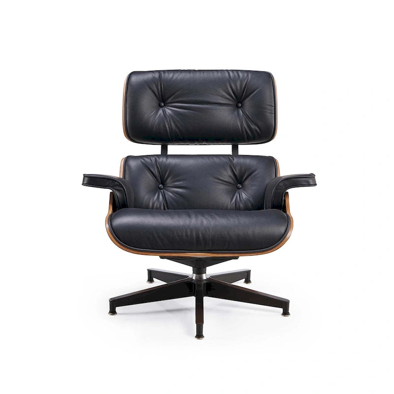 Skórzany fotel wypoczynkowy typu lounge w stylu Mid-Century Modern z funkcją rozkładania