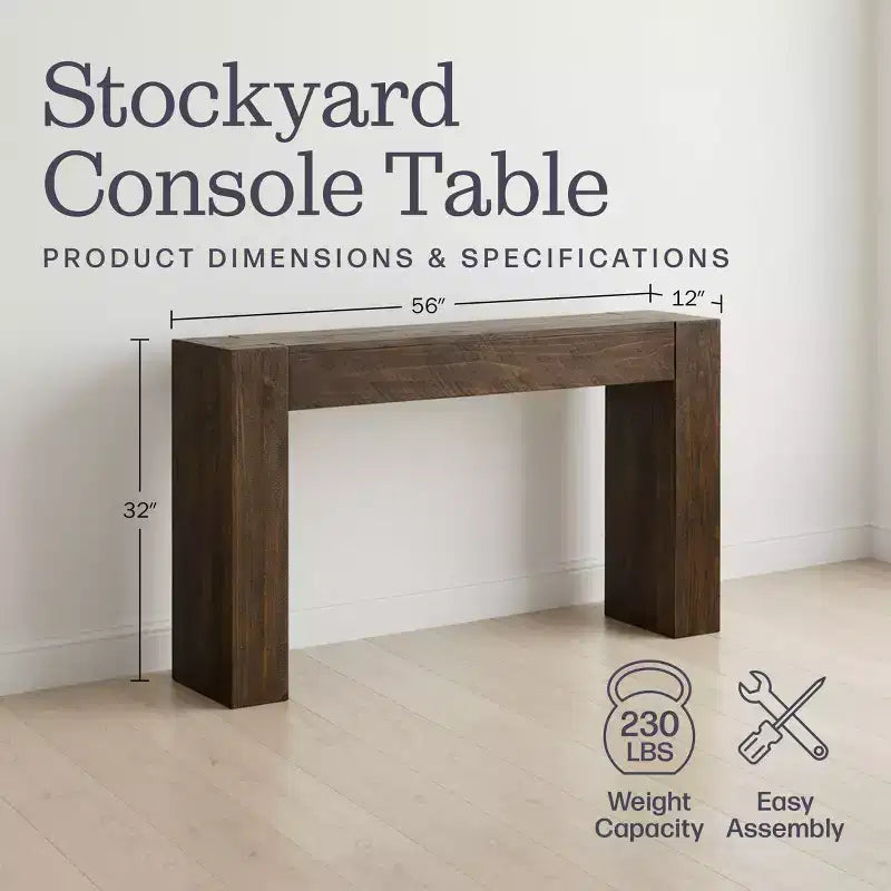 Konsola Stockyard z litego drewna, 56 cali