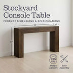 Konsola Stockyard z litego drewna, 56 cali