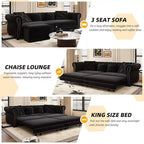 Rozkładana sofa 3 w 1 Whisen Velvet typu king-size z ruchomym podnóżkiem i pikowanym wzorem