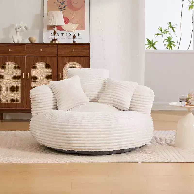 Sofa typu pufa dla dorosłych i dzieci, ponadwymiarowy sztruksowy fotel typu pufa z 3 poduszkami i podłokietnikiem do salonu, sypialni - ModernLuxe