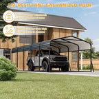 Wiata garażowa metalowa LinTimes 12x24 stopy z dachem ze stali ocynkowanej, malowaną proszkowo ramą, wodoodpornym zadaszeniem dla pojazdów, ochrona zewnętrzna
