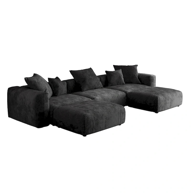 141.73 Modułowa sofa narożna, sofa z prążyniny w kształcie litery U z pufami