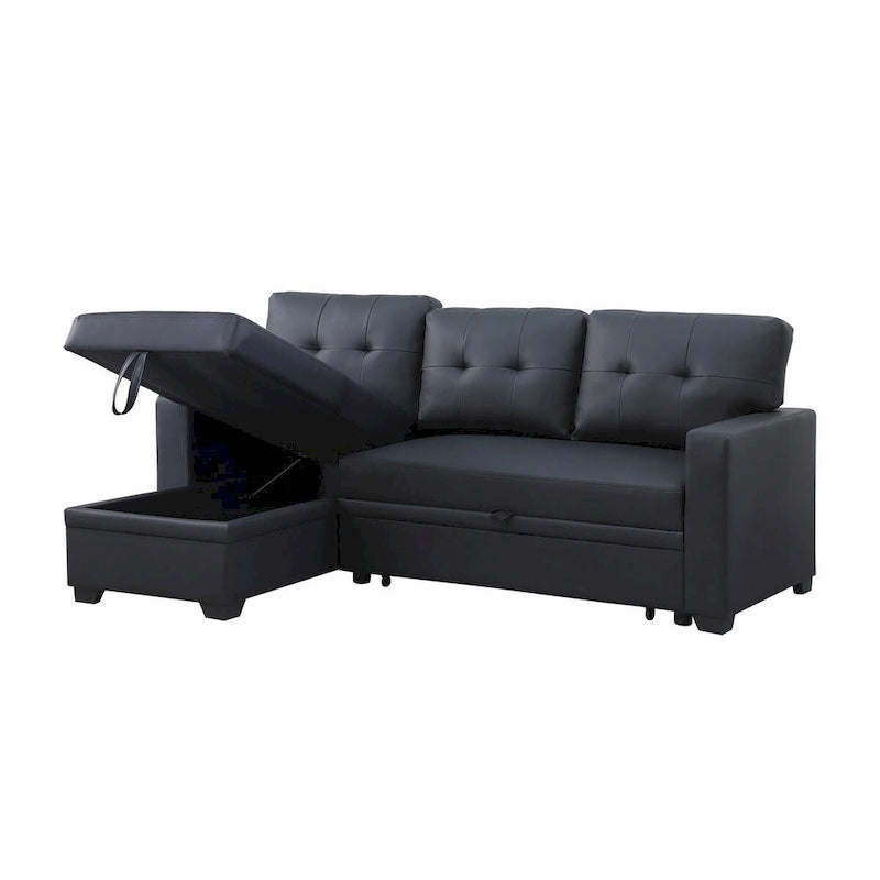Tapicerowana rozkładana sofa narożna z narożnikiem