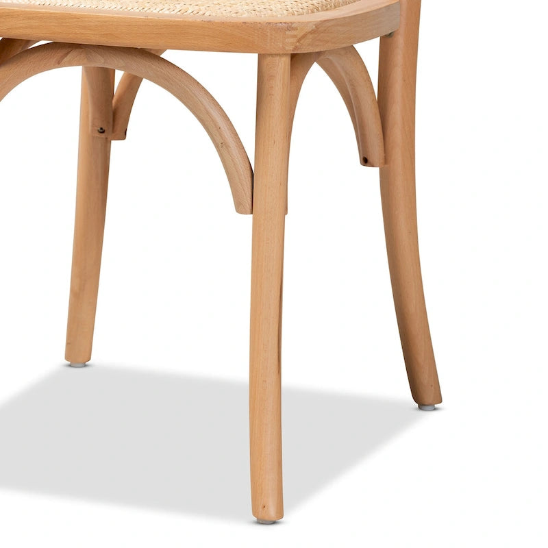 Zestaw 2 krzeseł do jadalni Neah w stylu Mid-Century Modern z plecionego rattanu i drewna