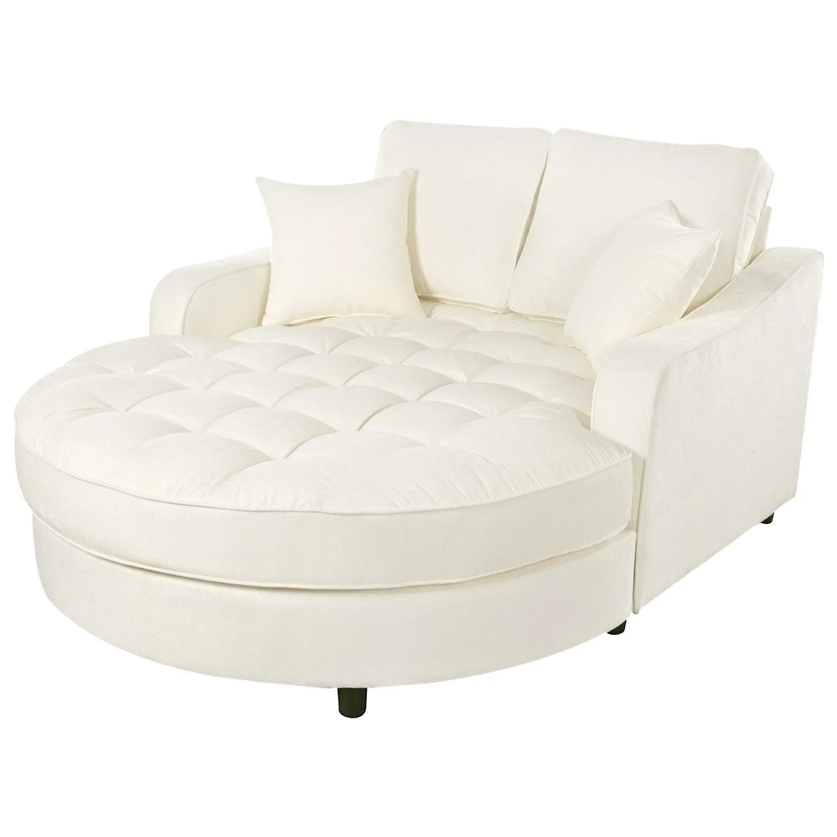 Sofa rozkładana typu chaise longue z chenille, tapicerowana sofa z pikowanym oparciem i 2 zdejmowanymi poduszkami do salonu