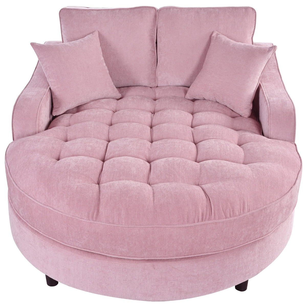 Sofa rozkładana typu chaise longue z chenille, tapicerowana sofa z pikowanym oparciem i 2 zdejmowanymi poduszkami do salonu