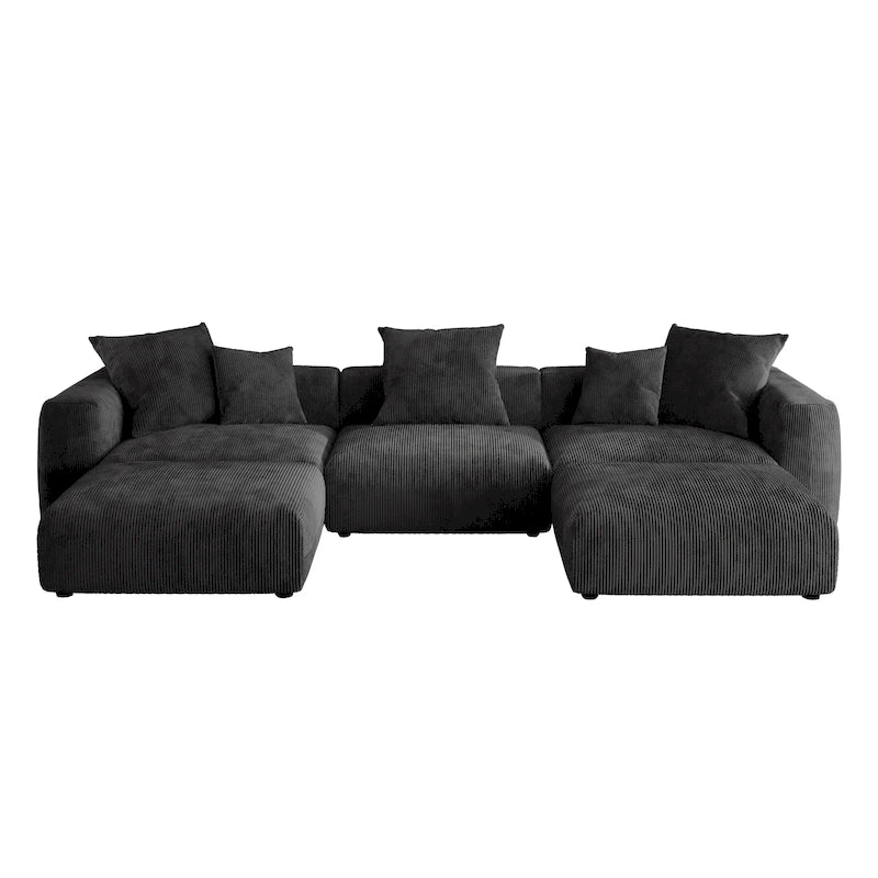 141.73 Modułowa sofa narożna, sofa z prążyniny w kształcie litery U z pufami