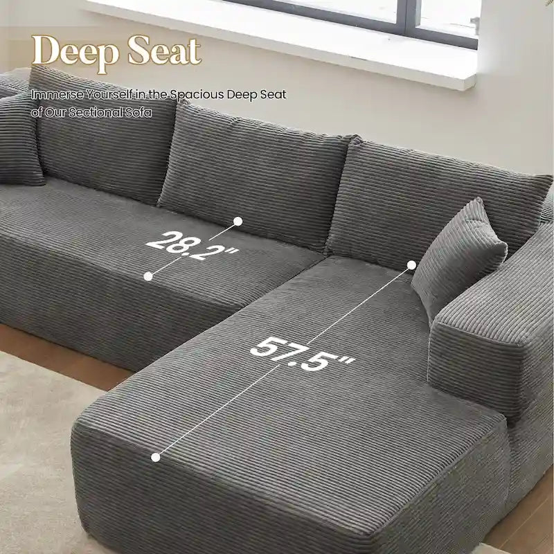 HOOOWOOO Nowoczesna narożna sofa modułowa w stylu minimalistycznym, wykonana z sztruksu, do salonu
