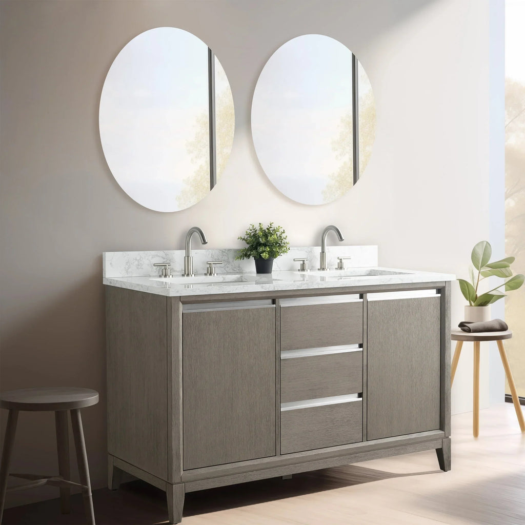 Szafka łazienkowa Vanity Art z ceramicznym umywalkiem i blatem z marmuru kompozytowego