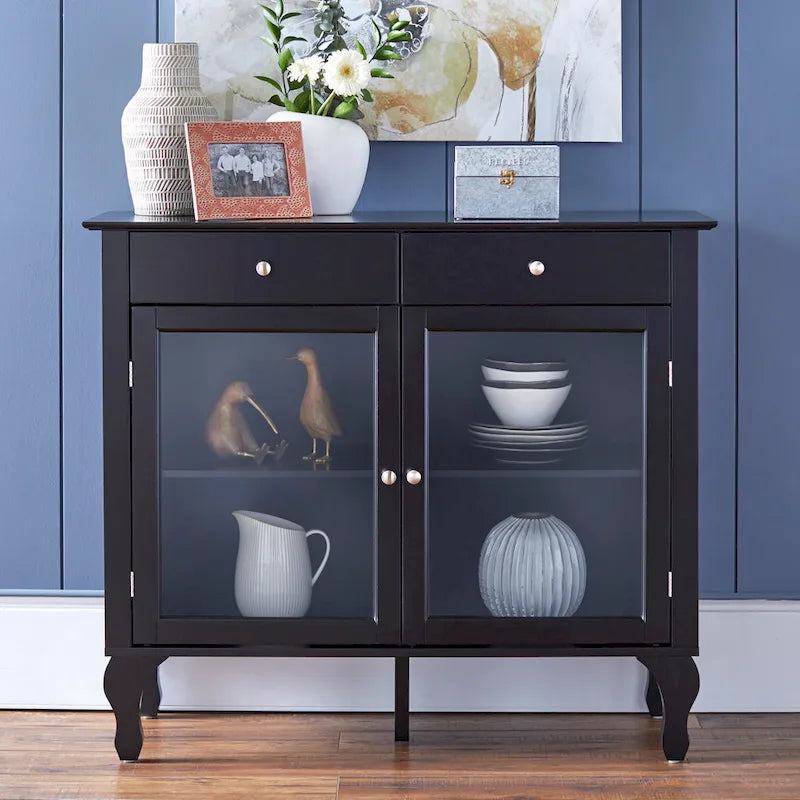 Komoda/buffet Copper Grove Rawdon z przeszklonym frontem