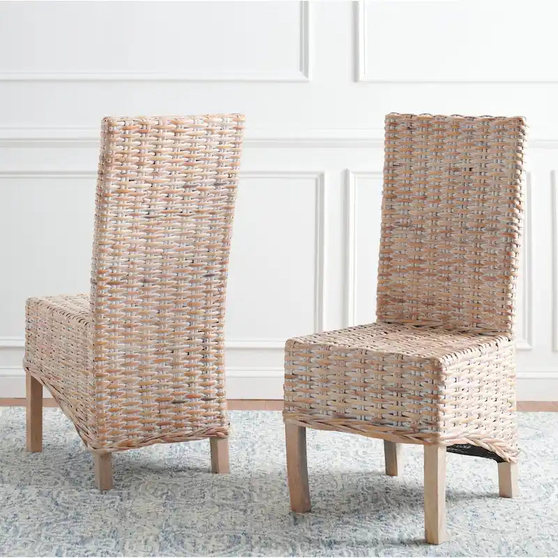 Zestaw 2 krzeseł jadalnianych z naturalnej wikliny, 48 szer. x 56 gł. x 104 wys. cm, styl boho coastal