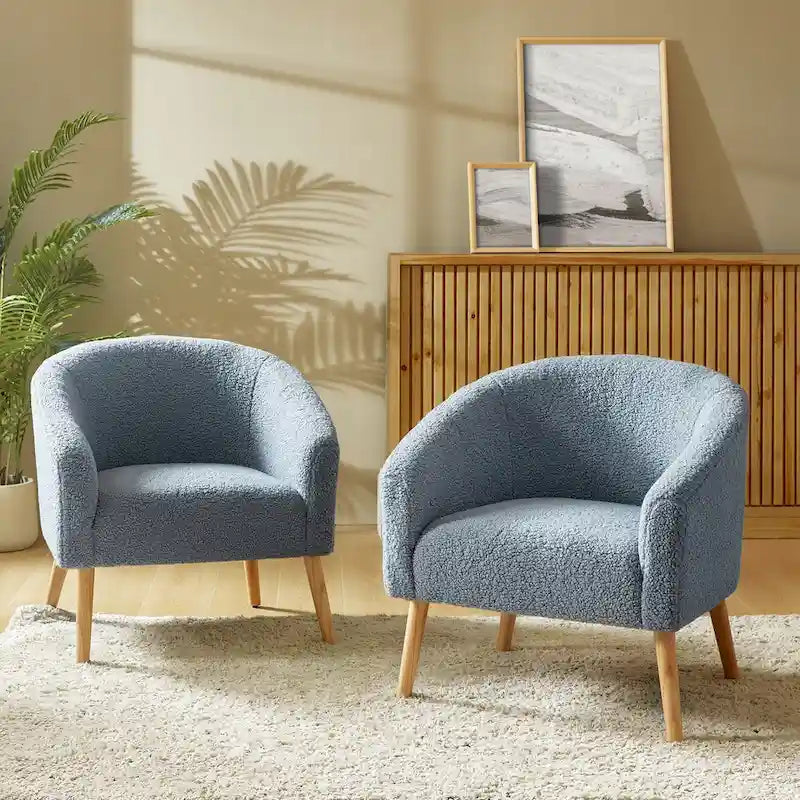 Zestaw 2 foteli Sheila Modern 30 W Boucle z nogami z litego drewna od HULALA HOME