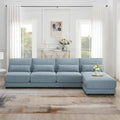 Duża narożna sofa z głębokim siedziskiem i odwracalną narożną sekcją, rozkładana sofa w kształcie litery L, niebieska