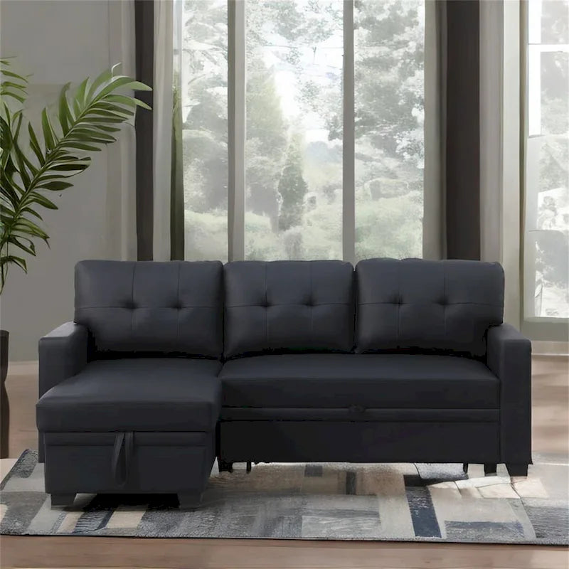 Tapicerowana rozkładana sofa narożna z narożnikiem