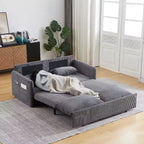 64,5-calowa rozkładana sofa 3 w 1 z sztruksu z funkcją spania