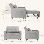 Wielofunkcyjna sofa 3 w 1 z funkcją spania, rozkładany fotel, składane łóżko do salonu