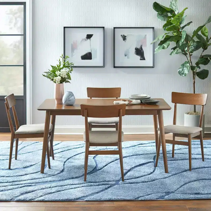 Lifestorey 5-częściowy prostokątny zestaw jadalniany Newington w stylu Mid-Century Modern Orzech/Moka