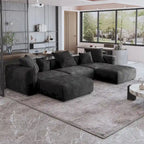 141.73 Modułowa sofa narożna, sofa z prążyniny w kształcie litery U z pufami