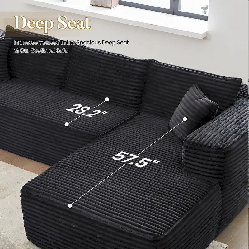 Nowoczesna tapicerowana sofa typu chaise longue z poduszkami do salonu