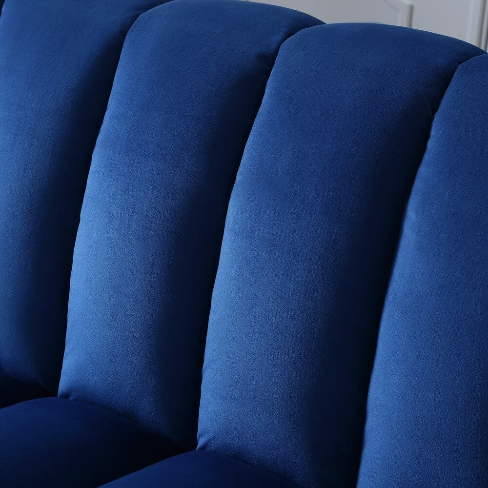 Tapicerowana tkaniną rozkładana sofa do salonu z oparciem w prążki