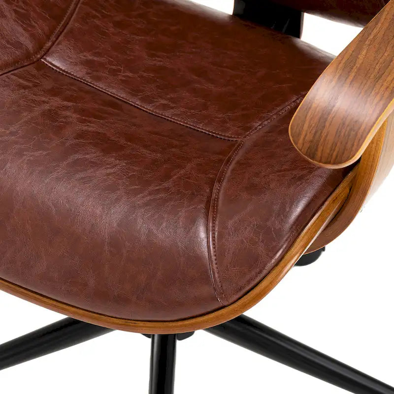 Glitzhome Skórzane Krzesło Biurowe Regulowane Obrotowe z Podłokietnikami Ergonomiczny Design