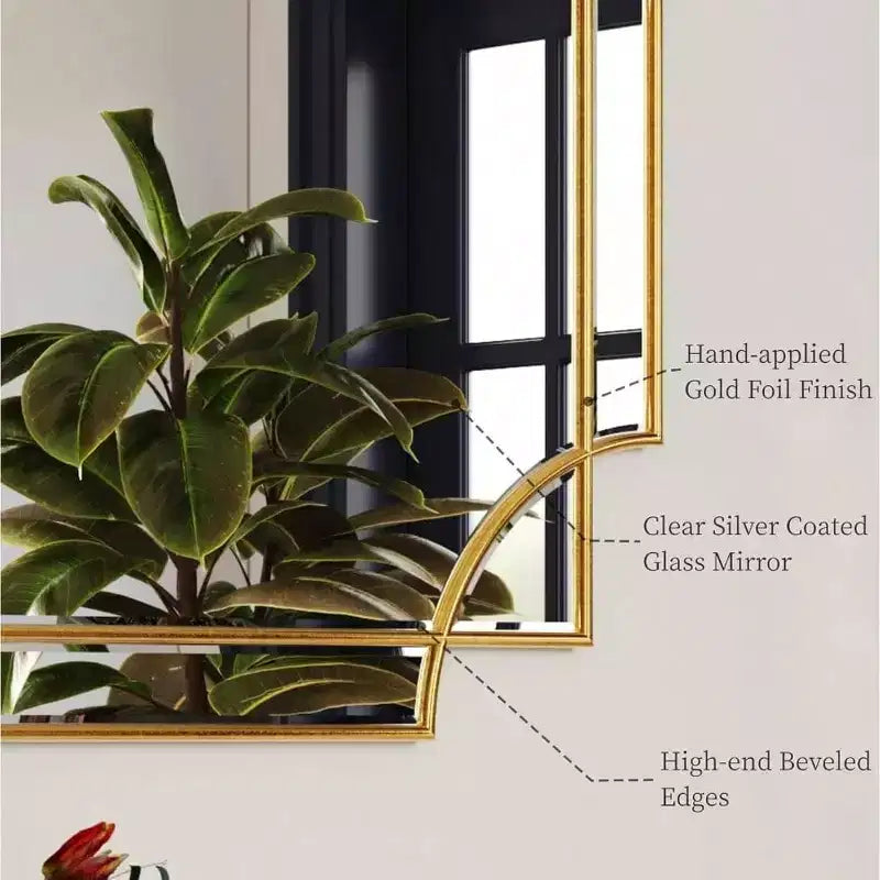 Złote tradycyjne lustro ścienne, dekoracyjne lustro w całości z fazowanymi krawędziami, do domu, łazienki, salonu, sypialni i kuchni