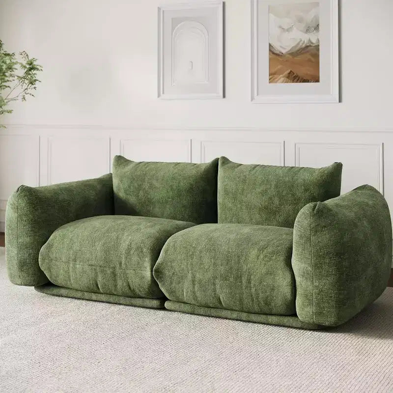 Modułowa dwuosobowa sofa z tkaniny szenilowej, sofa typu "cloud" z pianką o wysokiej sprężystości, sofa bezstelażowa do małych wnętrz