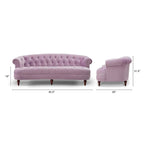 Sofa Chesterfield La Rosa 84 w stylu Mid-Century Modern, tapicerowana aksamitem i przeszywana głęboko