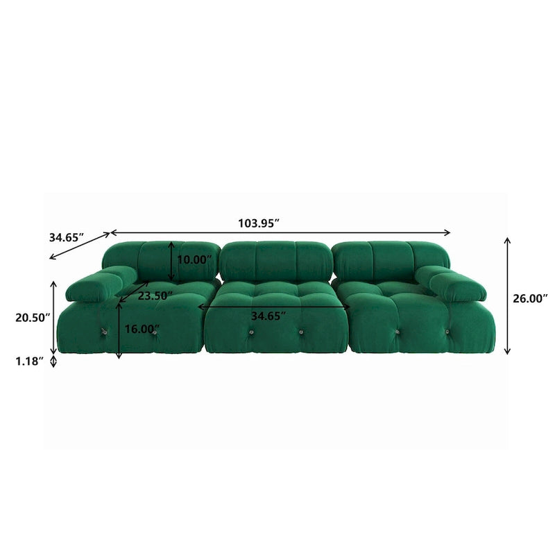 Modułowa sofa 3-osobowa z aksamitu z możliwością zmiany układu