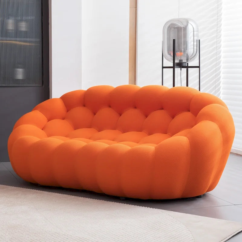 Dwuosobowa sofa typu bubble, zakrzywiona, o strukturze plastra miodu, z tkaniny 3D, do salonu, pokoju dziennego, mieszkania