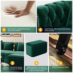 Rozkładana sofa 3 w 1 Whisen Velvet typu king-size z ruchomym podnóżkiem i pikowanym wzorem