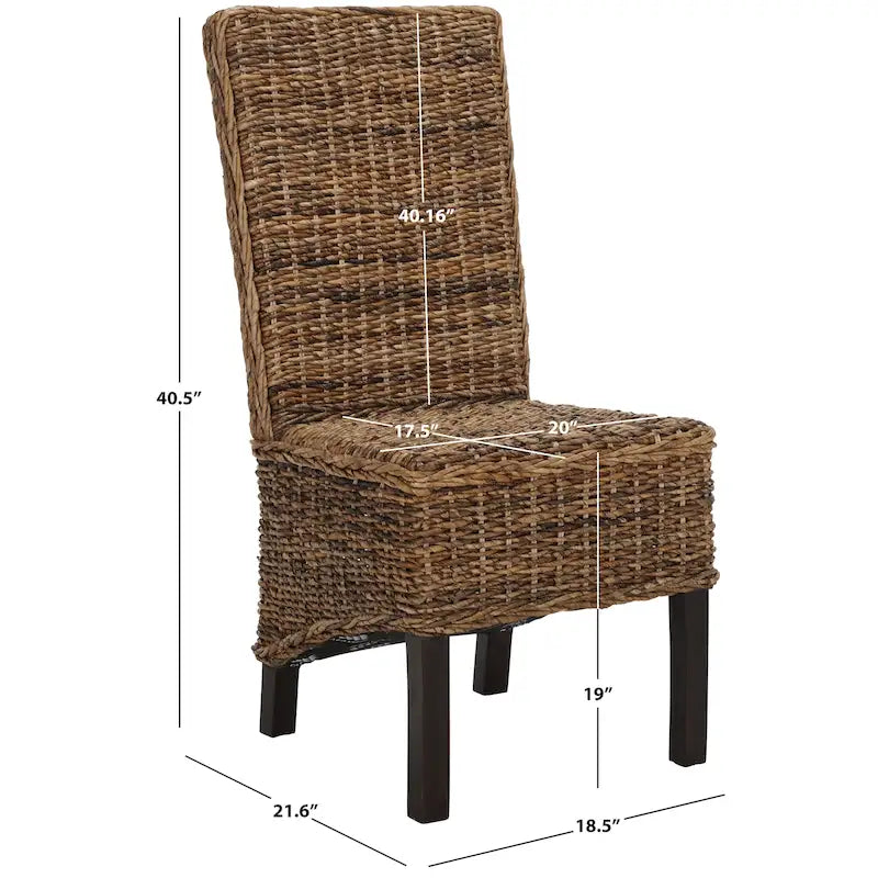 Zestaw 2 krzeseł jadalnianych z naturalnej wikliny, 48 szer. x 56 gł. x 104 wys. cm, styl boho coastal