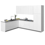 Kolekcja Kitchen Harmony, biański połysk i szara baza, rozmiar 8 × 10 stóp na szerokość – 126 × 96