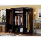 Palace Imports Szafa 4-drzwiowa Kyle w 100% z litego drewna, z drzwiami drewnianymi lub lustrzanymi
