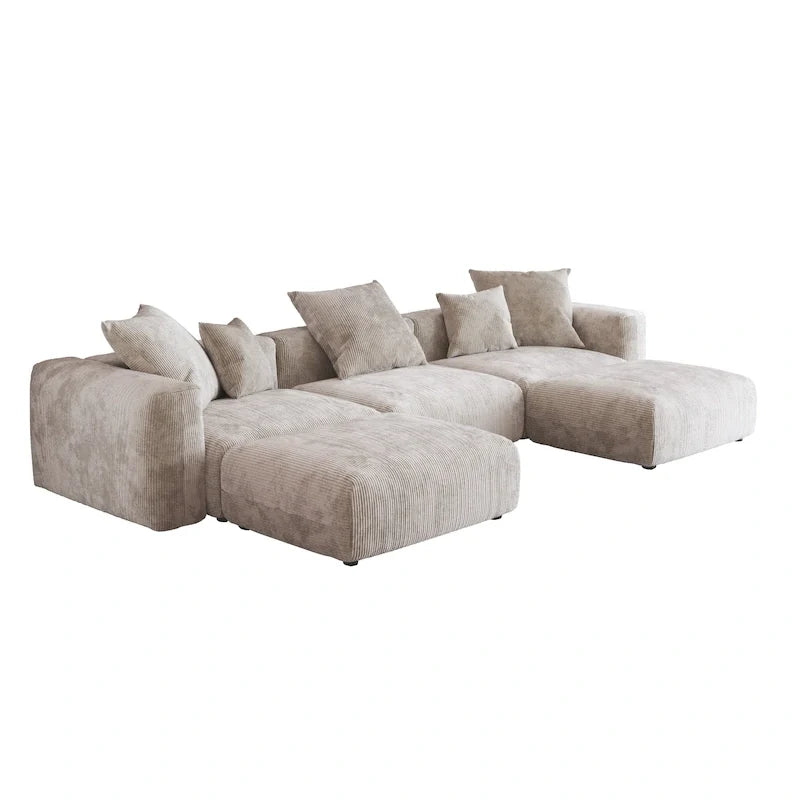 141.73 Modułowa sofa narożna, sofa z prążyniny w kształcie litery U z pufami