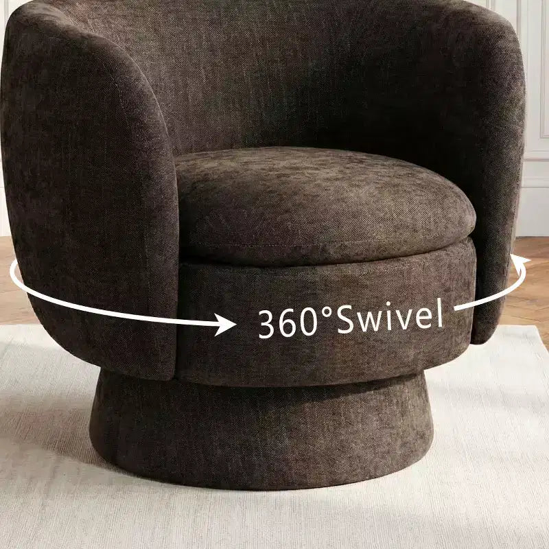 Zestaw 2 nowoczesnych obrotowych foteli typu barrel obity tkaniną, obrotowe o 360° fotele wypoczynkowe do salonu i sypialni – Panipeachy