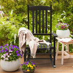Karl Home | 24-calowy bujany fotel tarasowy z litego drewna