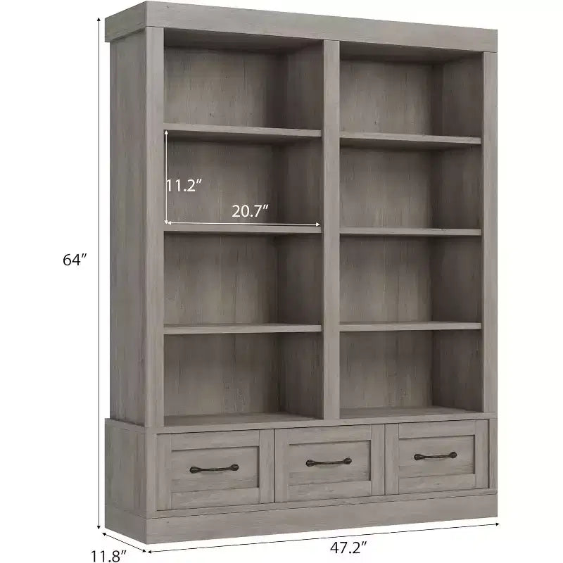 Regały i biblioteczki o wysokości 163 cm, regał z 3 szufladami, 4-poziomowy szeroki, otwarty regał do biura i salonu