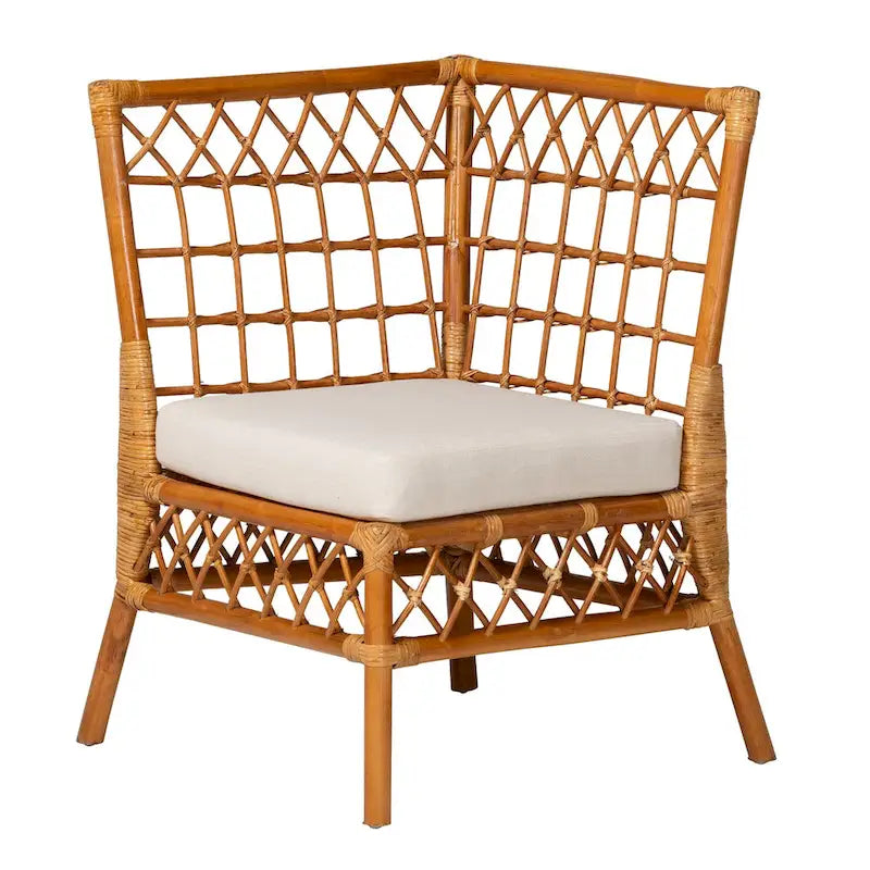 Zestaw 3-częściowy do jadalni z ławką Capella Modern Bohemian Honey Rattan